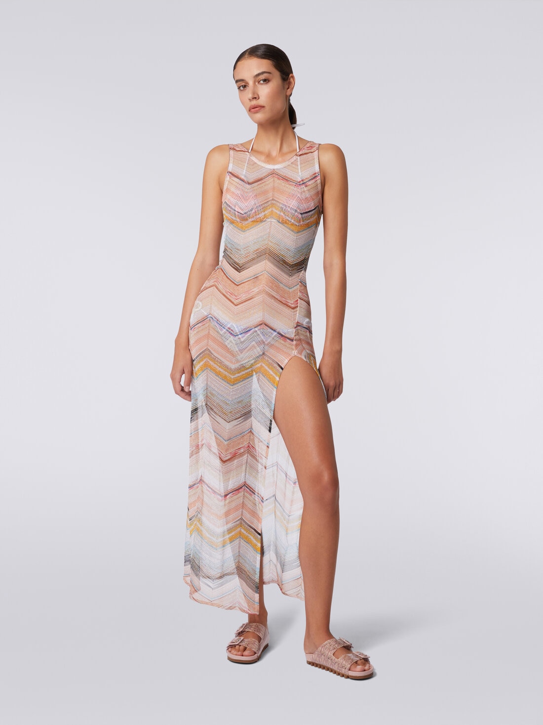 Missoni Abito copricostume lungo motivo chevron con lurex