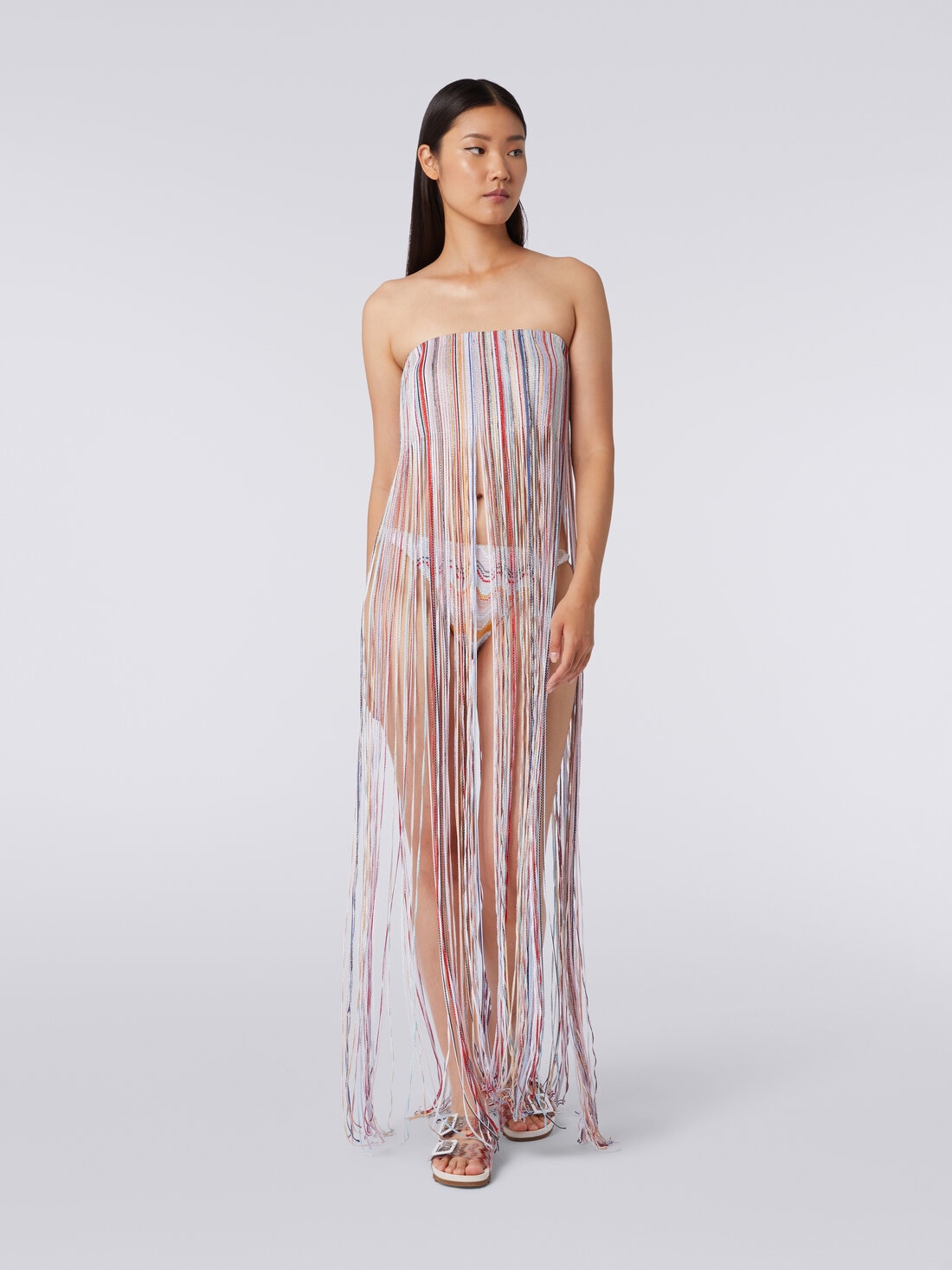 Fringed bustier cover up dress with lurex Multicoloured | Missoni