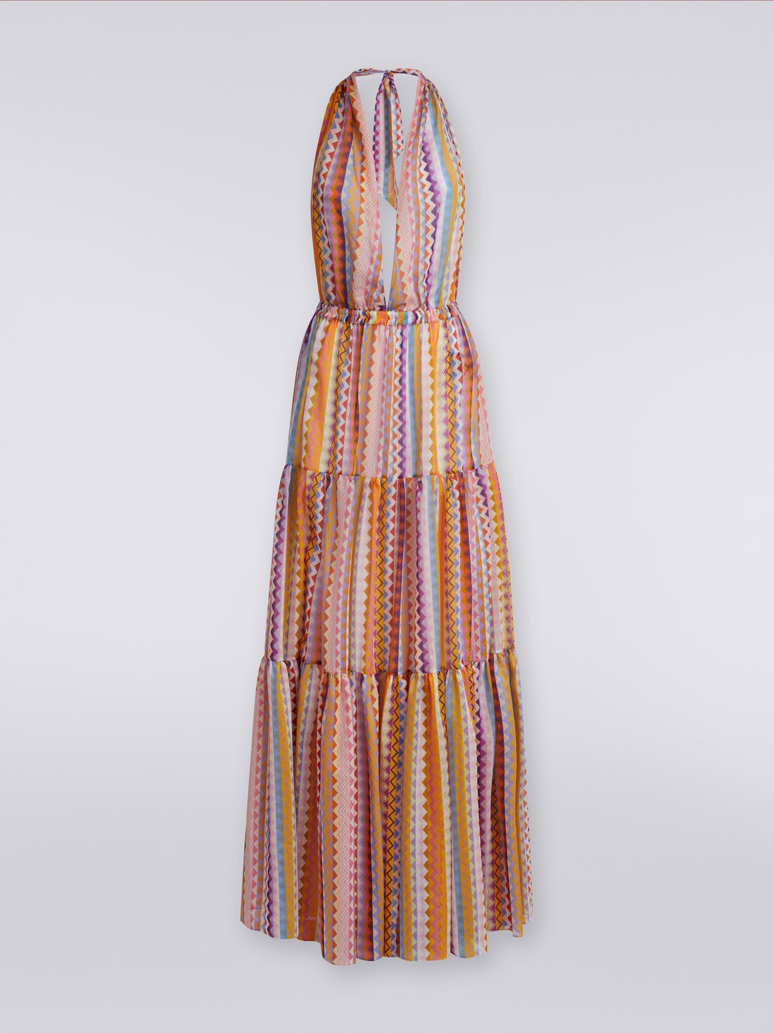 Vestido cubrebikini largo de algodón y seda estampado, Multicolor  - MS24SQ2FBW00TFSM9D5 - 0