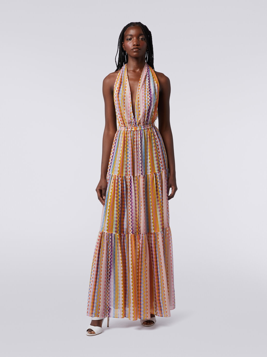 Long printed cotton and silk cover up dress Multicoloured Missoni