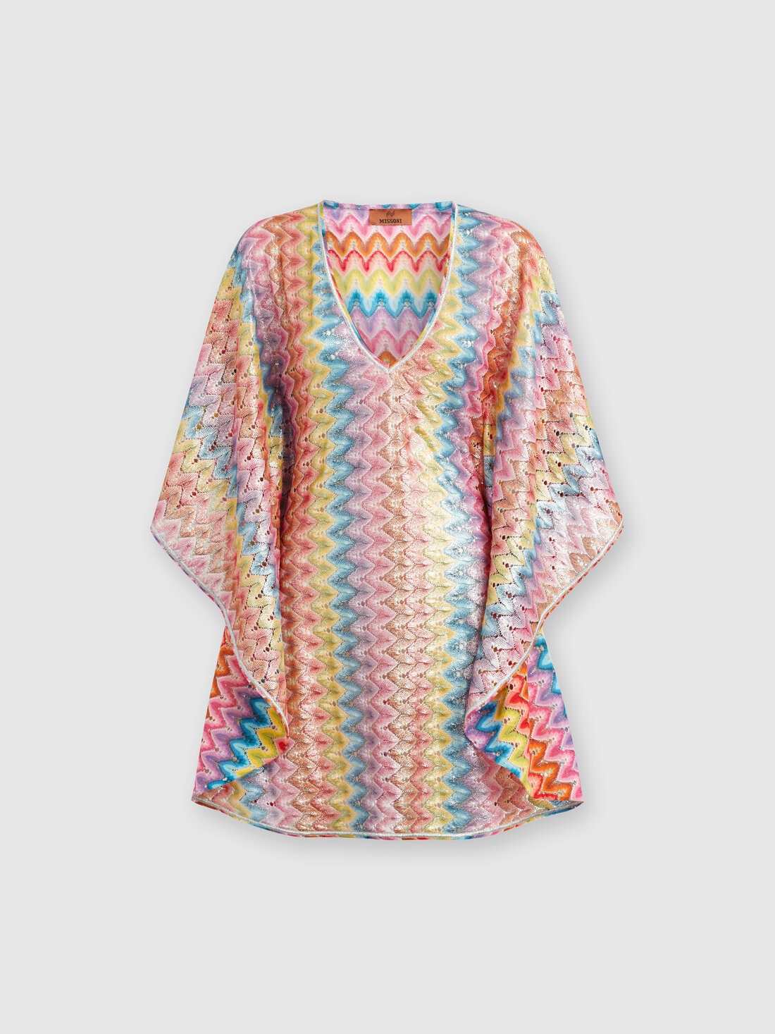 Kaftan short cover-up in coated lace, Multicoloured  - MS24WQ01BR00Z2SM9HB - 0