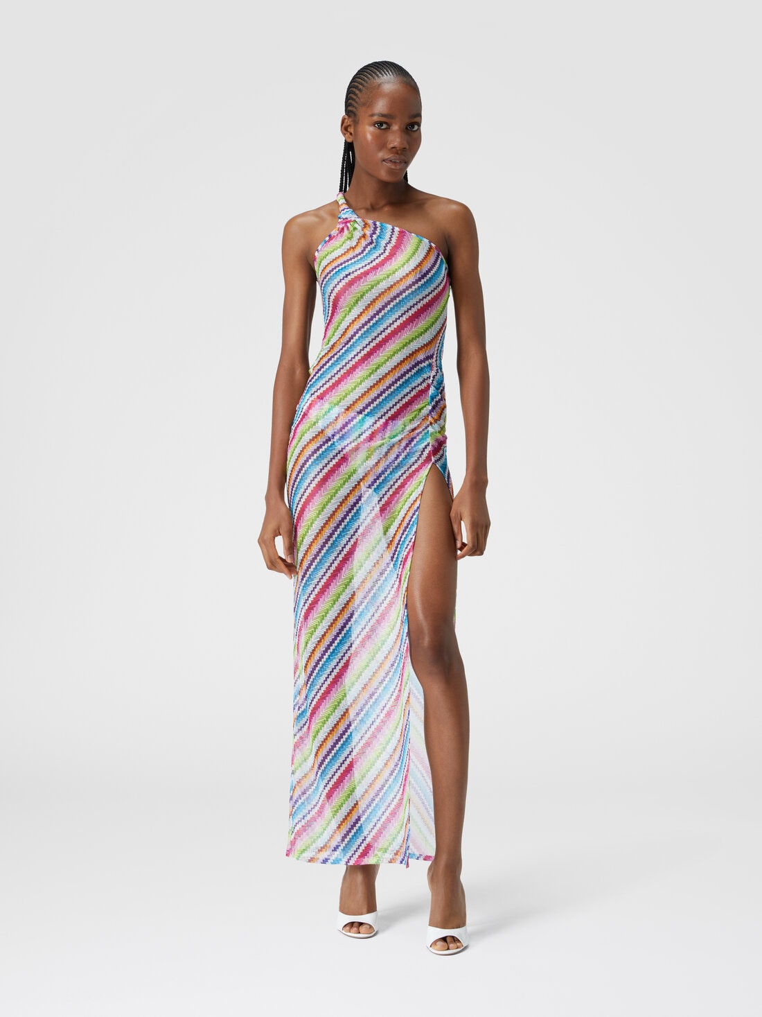 M Missoni Abito copricostume stampa zig zag con scollatura a nodo