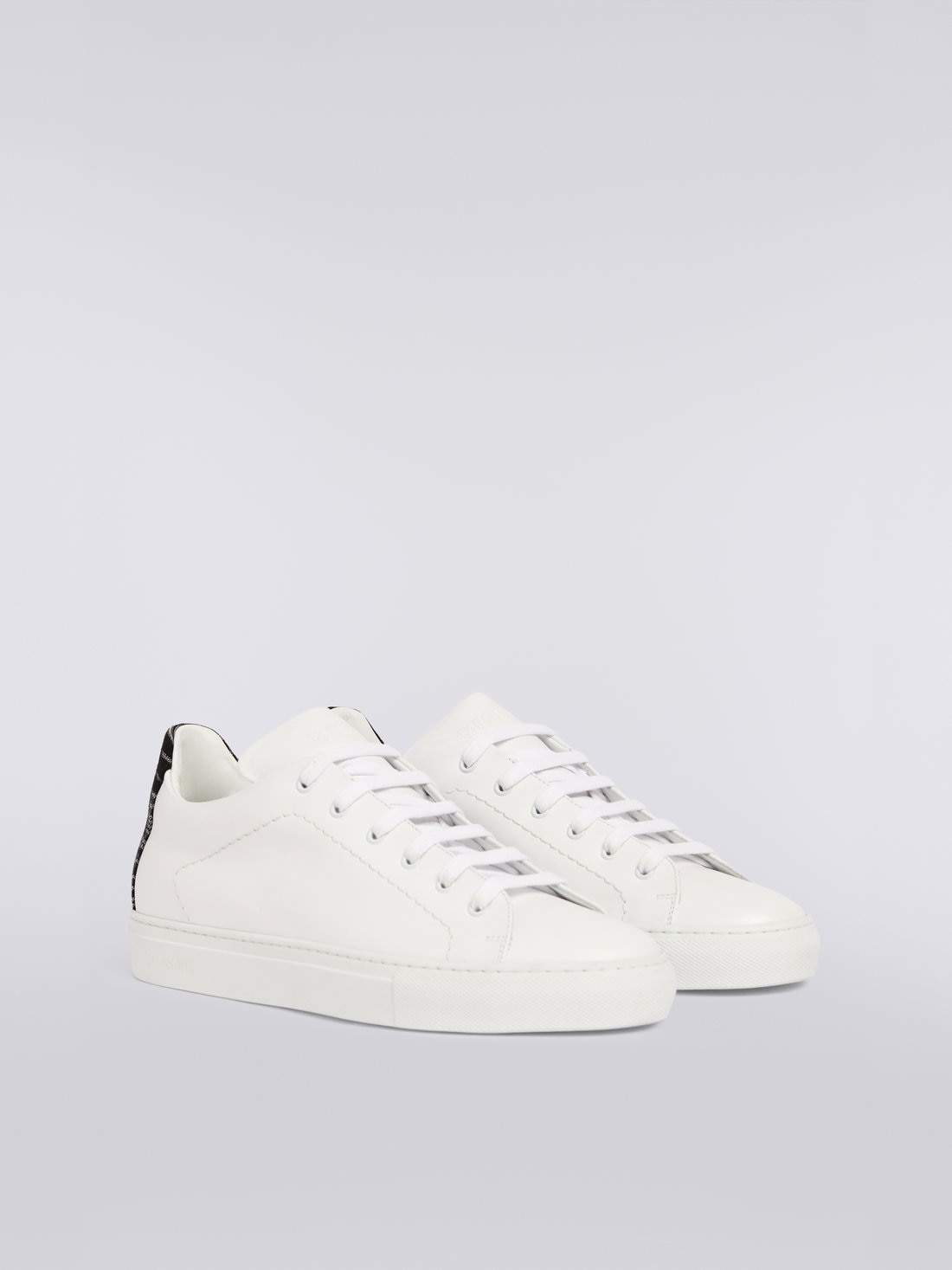 Leather trainers with slub insert, White  - OC23WY00BL007US0191 - 1