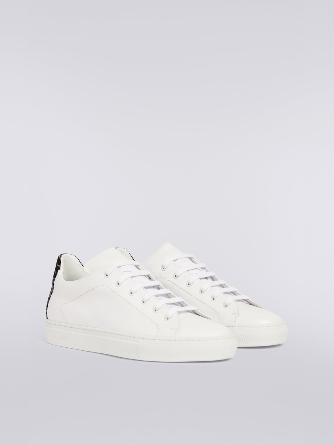 Sneakers en cuir avec empiècement flammé, Blanc  - OC23WY00BL007US0191 - 1