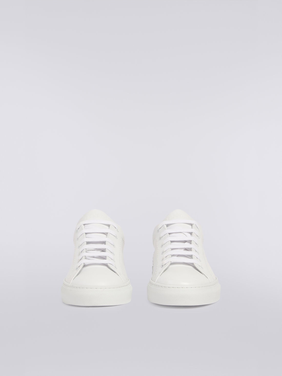 Leather trainers with slub insert, White  - OC23WY00BL007US0191 - 2