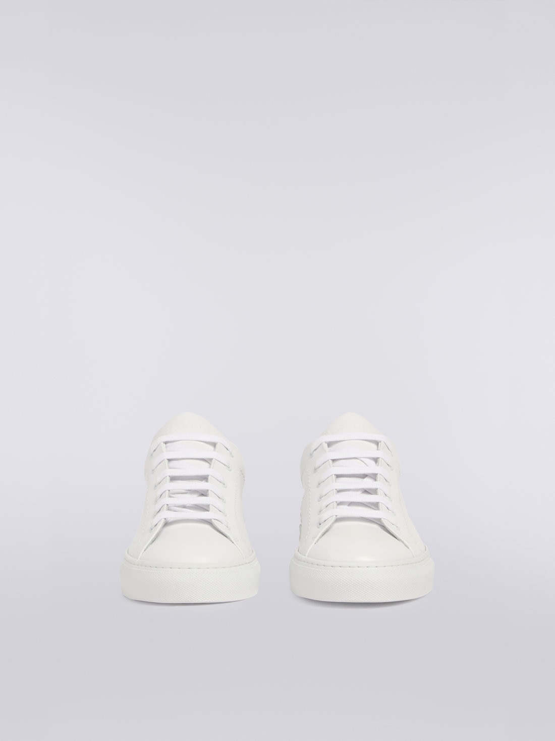 Sneakers en cuir avec empiècement flammé, Blanc  - OC23WY00BL007US0191 - 2