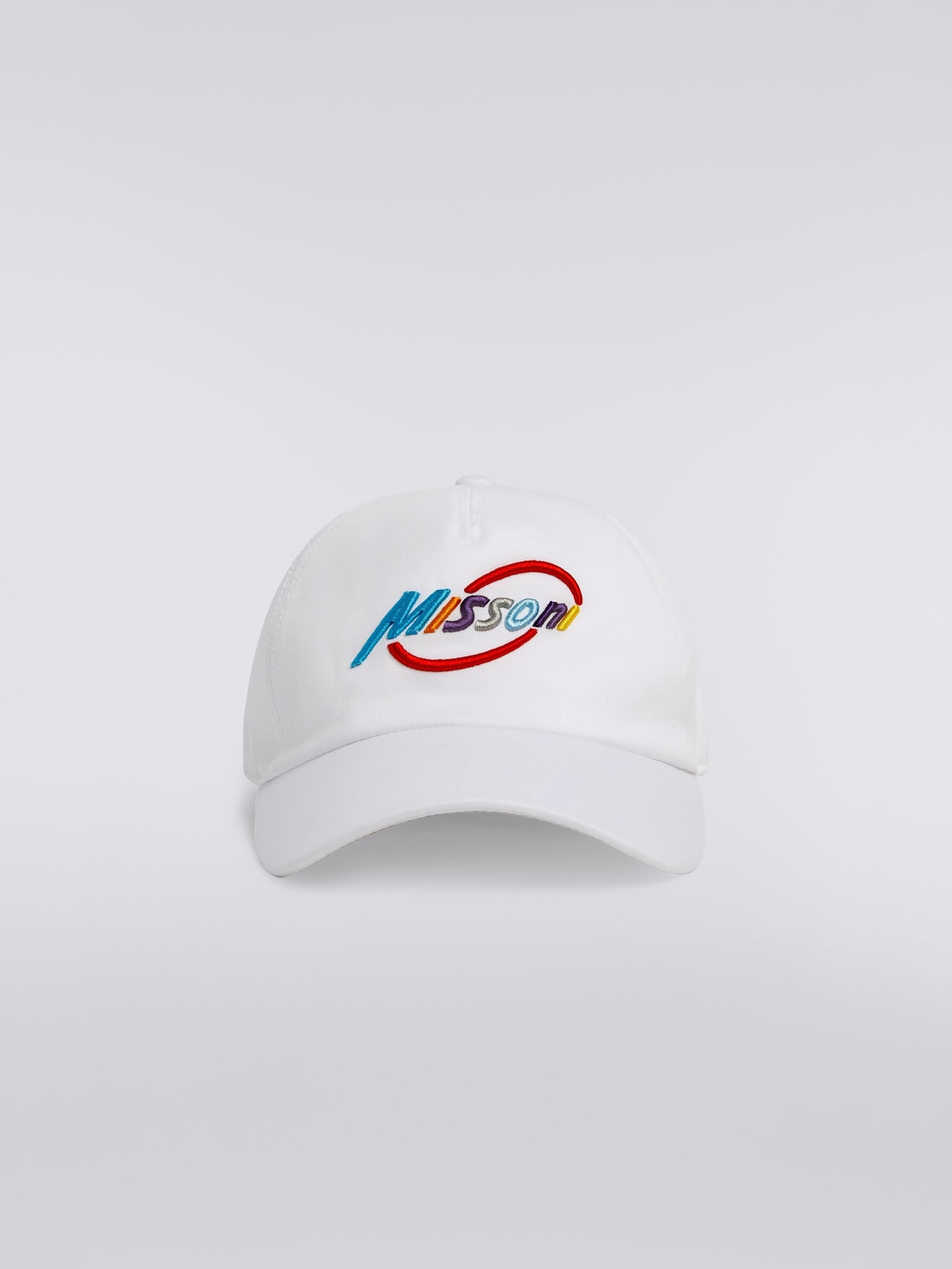 Cotton visor hat with multicoloured logo lettering, White  - 0