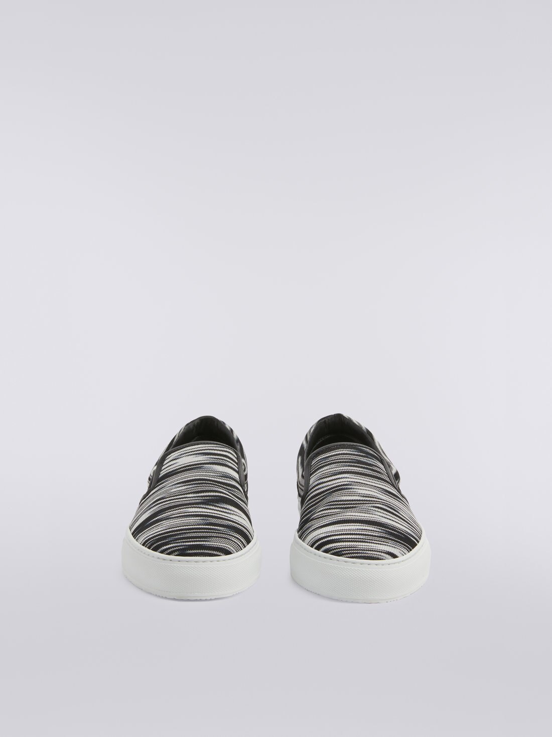 Slip-on trainers with slub fabric upper, White, Black & Grey - OS23SY00BR00KHS91D7 - 2