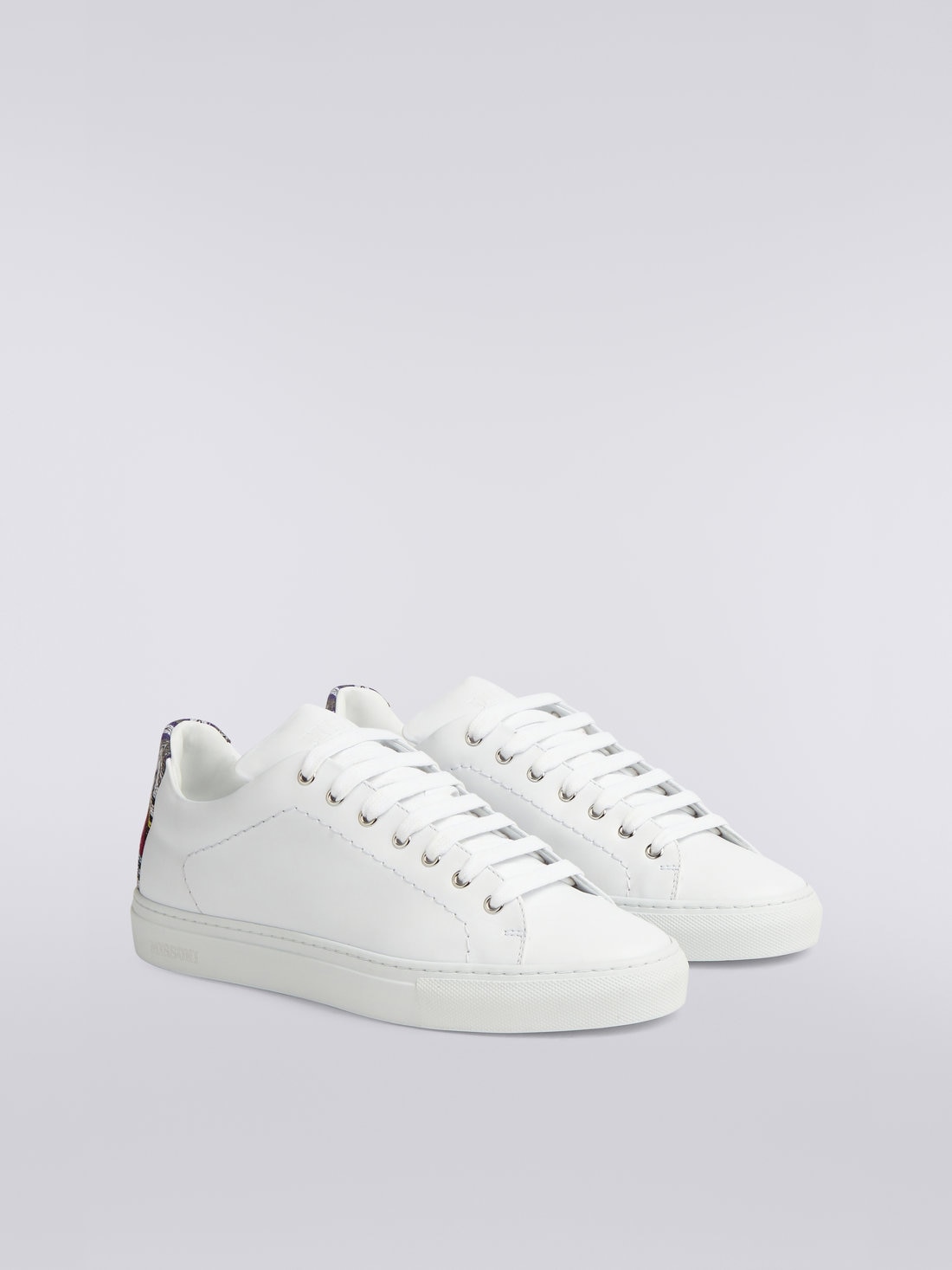 Sneakers in pelle con dettagli in maglia chevron, Bianco  - OS23SY02BL007USM8MU - 1