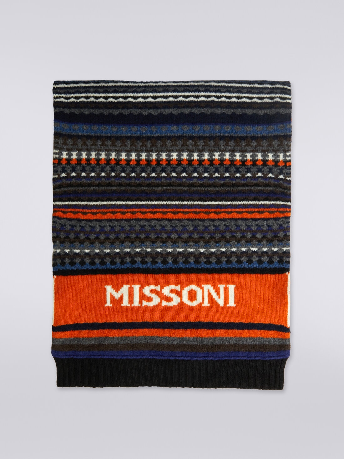 Jacquard wool scarf with logo, Multicoloured  - 8053147086965 - 0