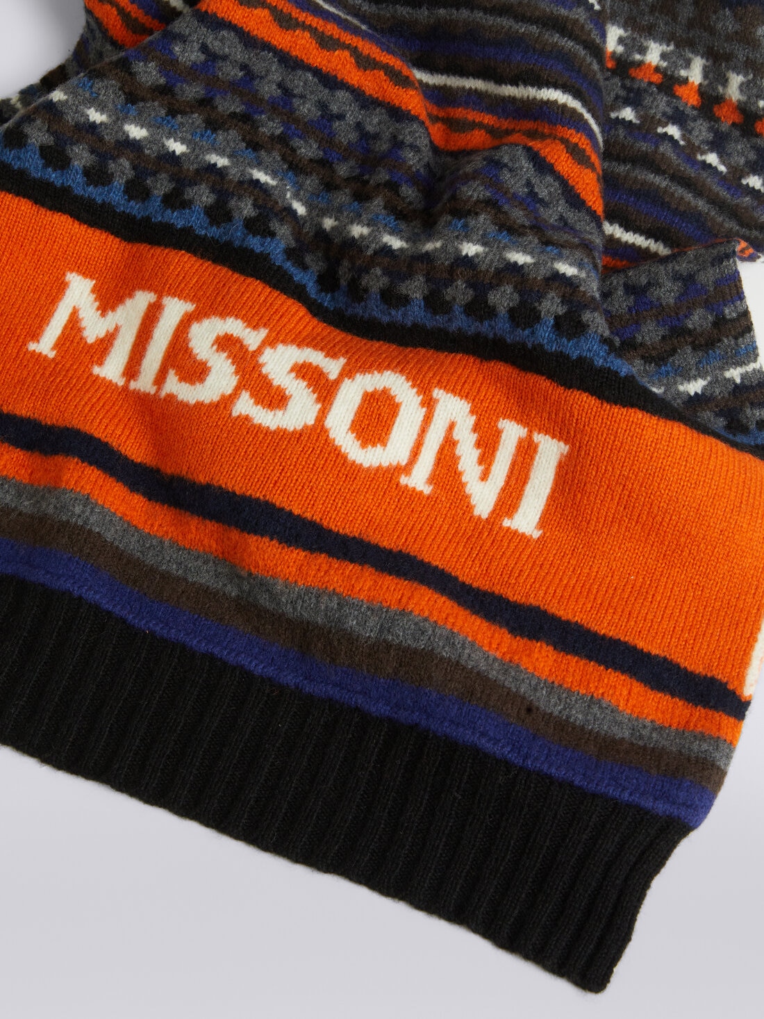 Jacquard wool scarf with logo, Multicoloured  - 8053147086965 - 1