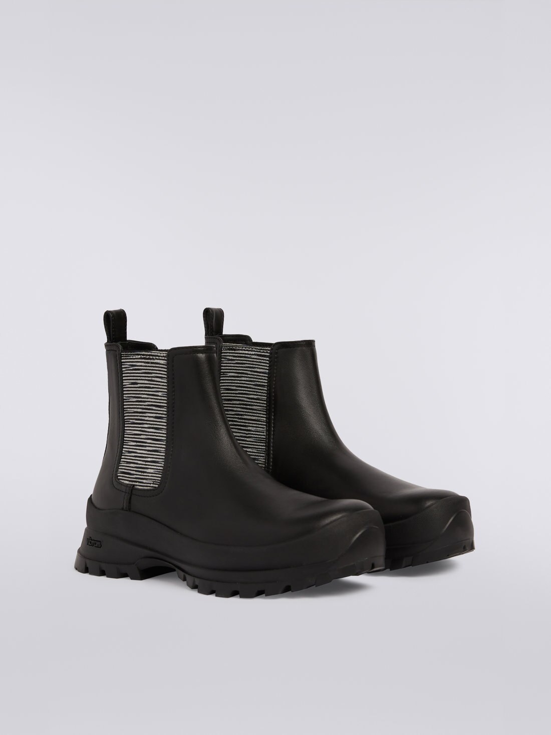 Bottines en cuir avec détails flammés, Noir    - OS23WY01BL006Z93911 - 1