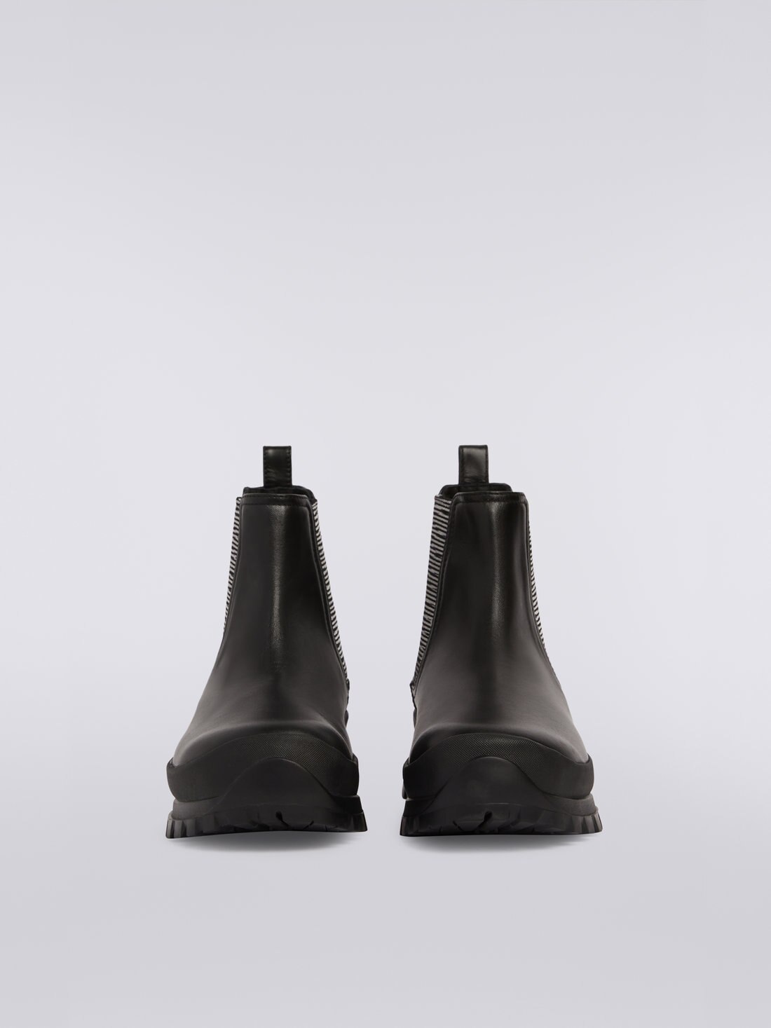 Bottines en cuir avec détails flammés, Noir    - OS23WY01BL006Z93911 - 2