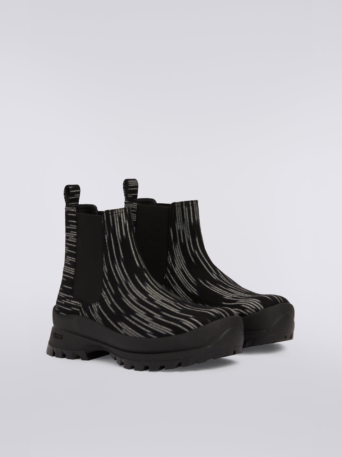 Slub fabric ankle boots, Black & White - OS23WY01BR00NZS91G0 - 1