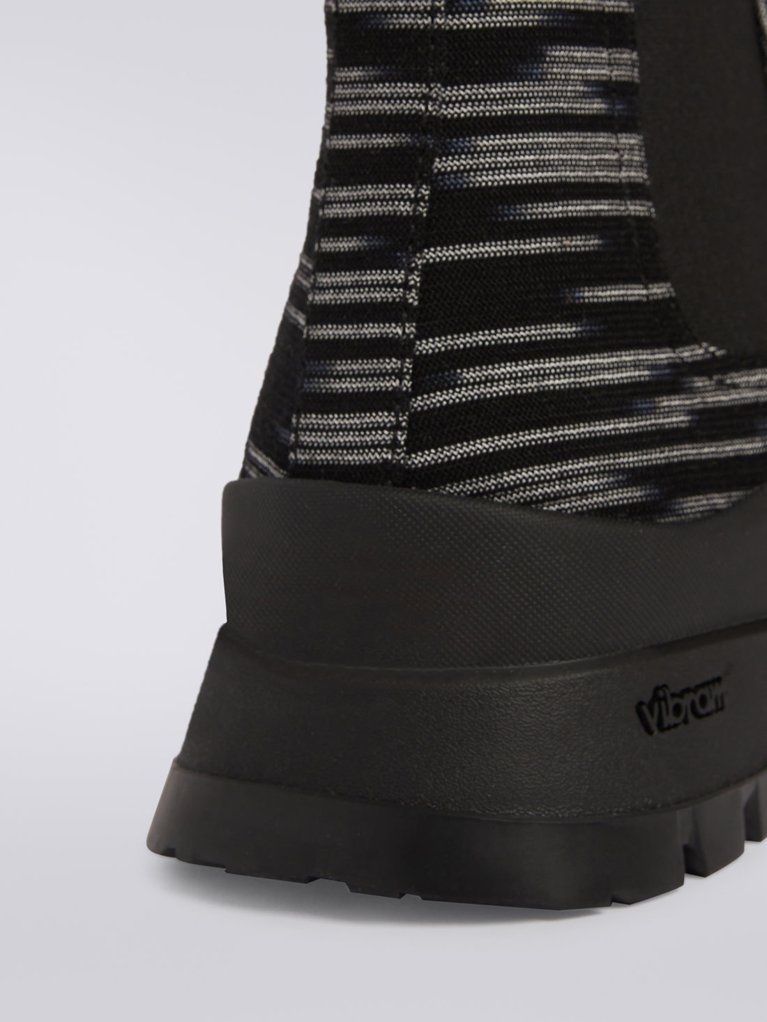 Slub fabric ankle boots, Black & White - 3