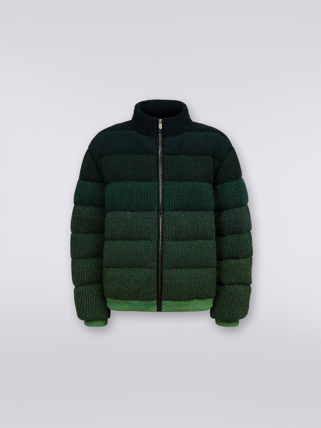 Cropped jacket in dégradé padded cotton blend, Green  - 0