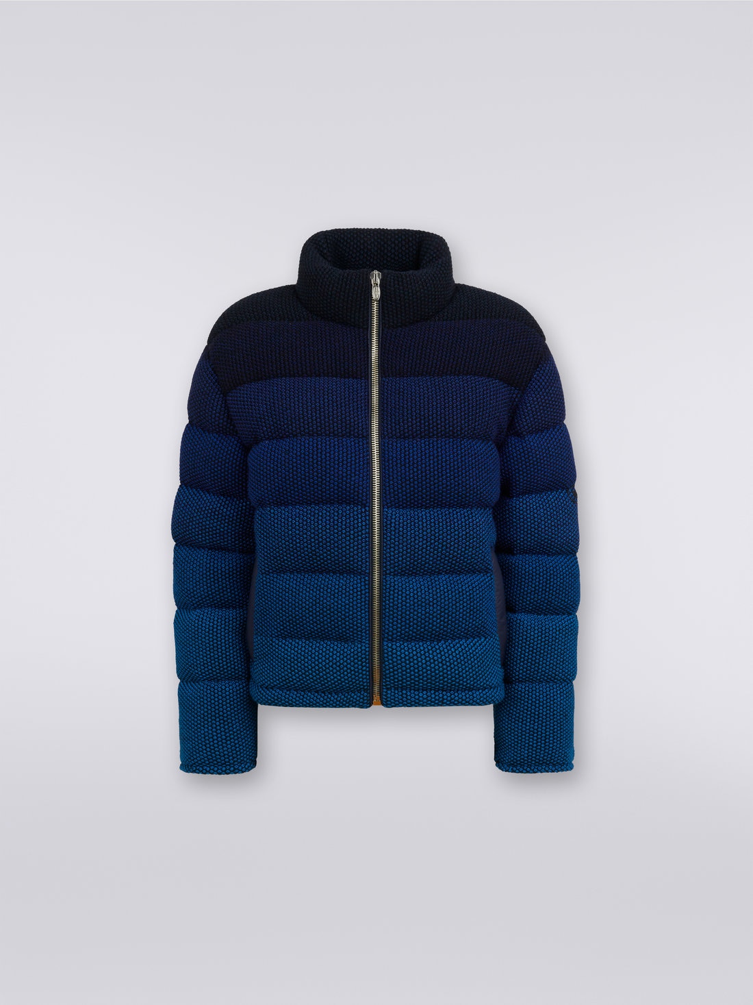 Cropped jacket in dégradé padded cotton blend, Black & Blue - 0
