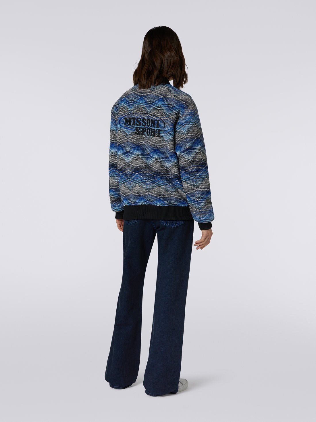 Wool blend chevron bomber jacket, Blue - 8051575925702 - 3