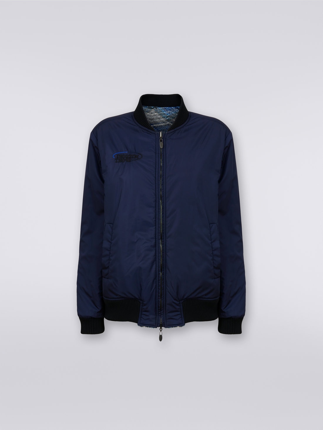 Wool blend chevron bomber jacket, Blue - 8051575925702 - 6