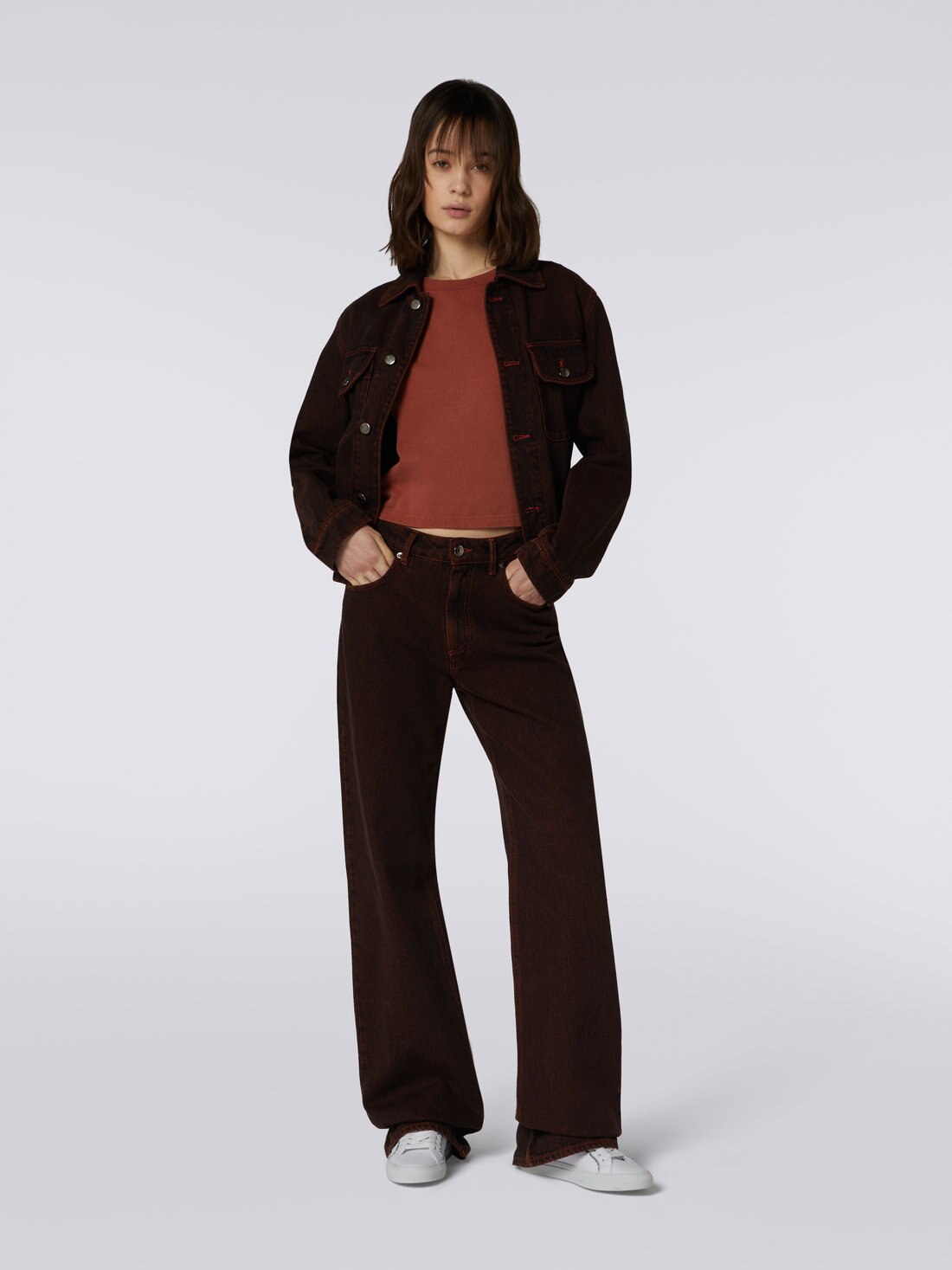 Flared five-pocket denim trousers , Rust - SS23WI07BW00OMS207L - 1