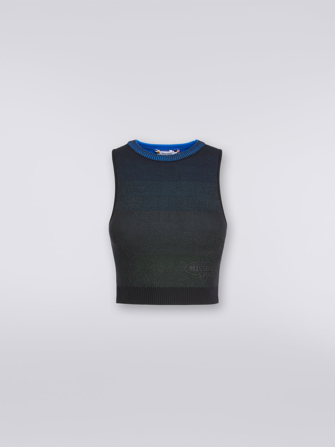 Sleeveless crop top in cotton blend, Multicoloured  - 8051575914973 - 0