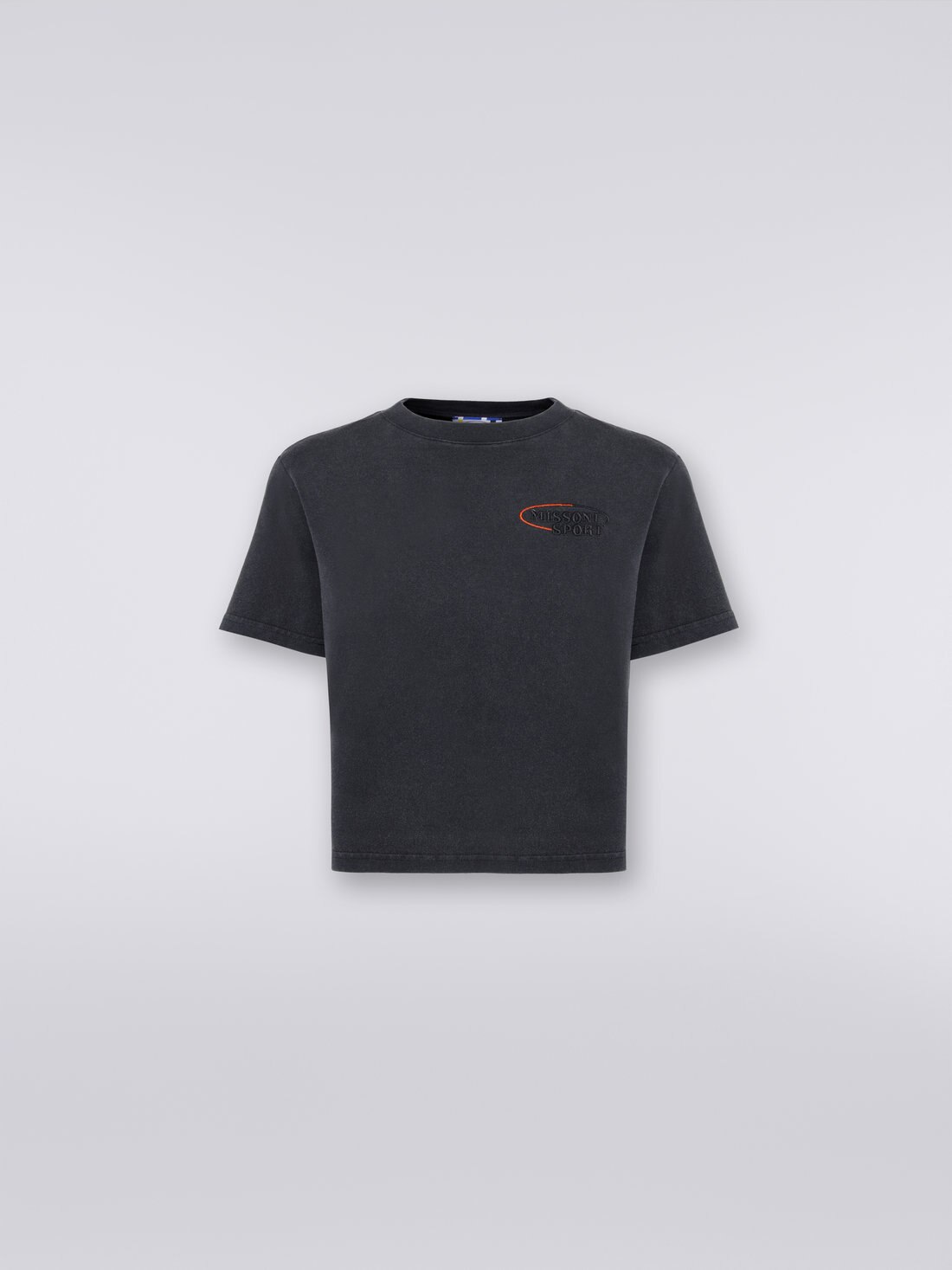 クロップドTシャツ コットンジャージー ロゴ刺繍入り, グレー - SS23WL00BJ00GYS91GW - 0