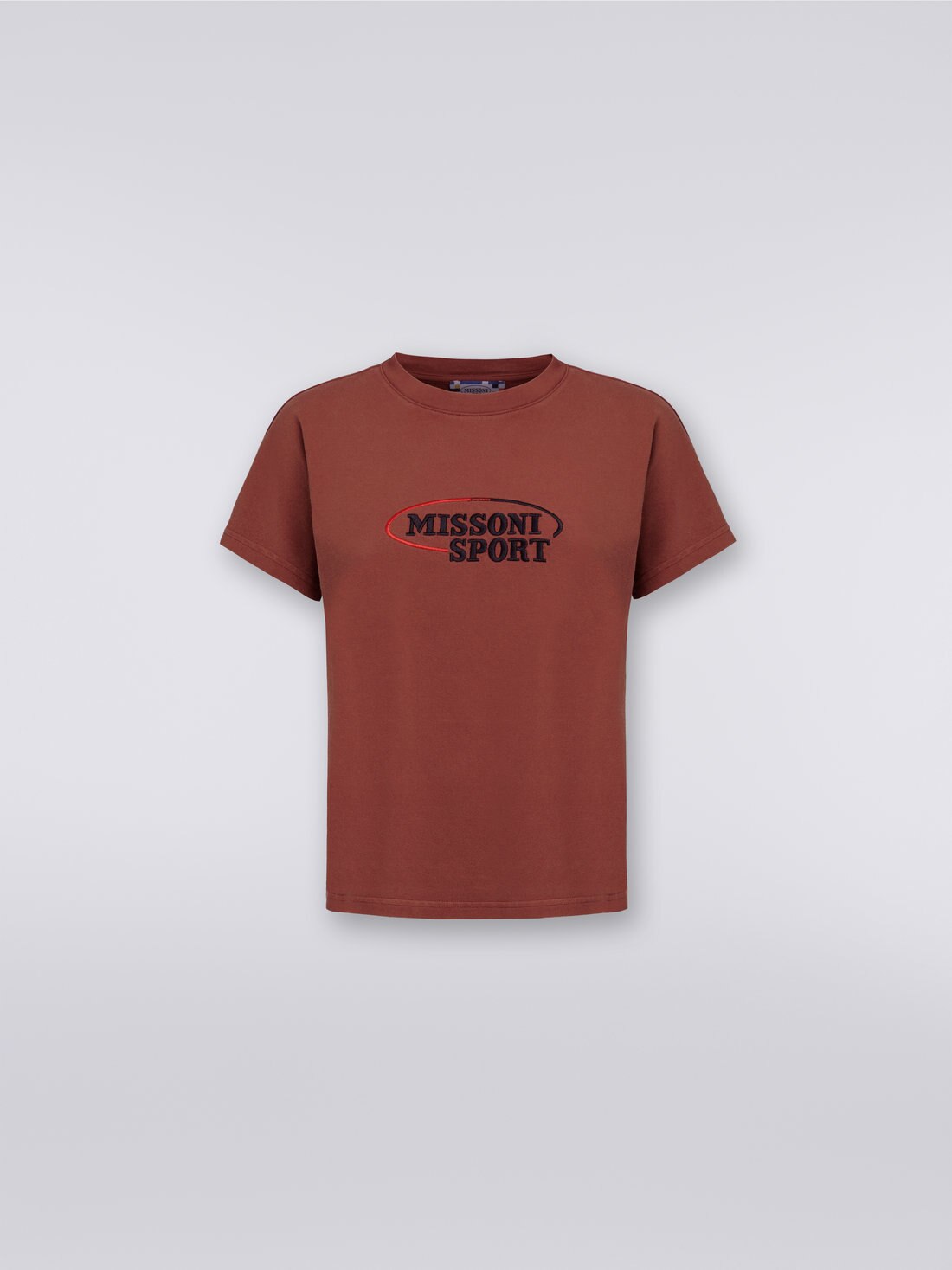 T-shirt en jersey de coton avec logo brodé, Rouille - SS23WL01BJ00GYS80B7 - 0