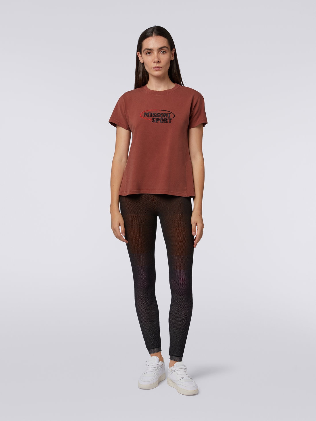 Cotton jersey T-shirt with embroidered logo, Rust - SS23WL01BJ00GYS80B7 - 1