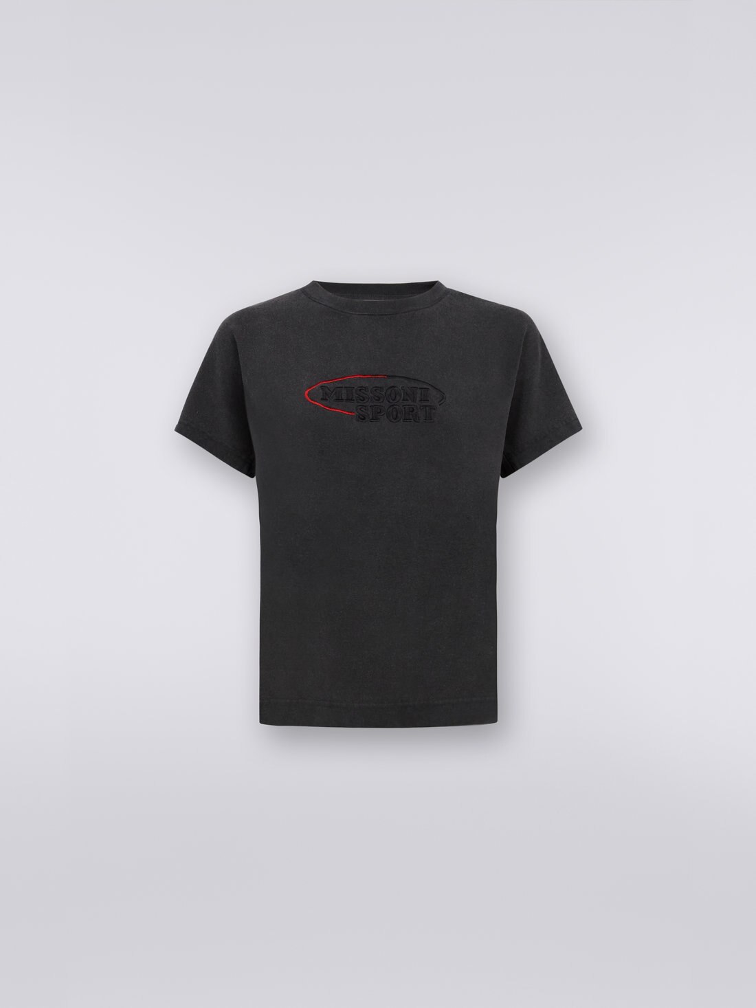 Cotton jersey T-shirt with embroidered logo, Grey - SS23WL01BJ00GYS91GW - 0