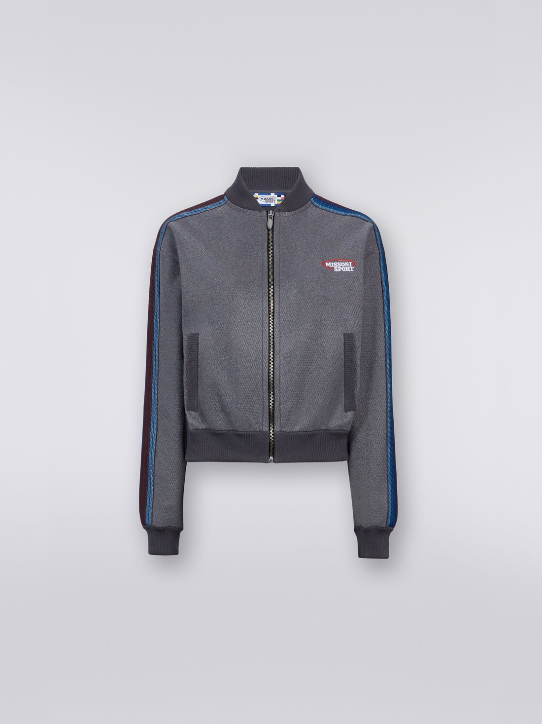 Sweat en coton mélangé avec zip et logo, Rouille - 8051575908927 - 0
