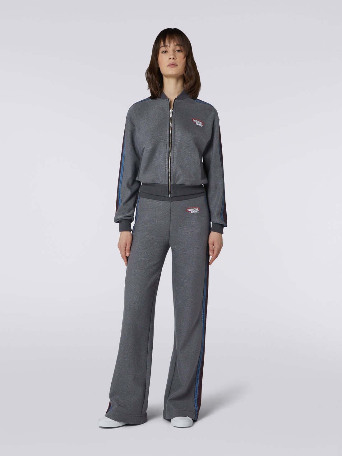 Sweat en coton mélangé avec zip et logo, Rouille - 8051575908927 - 1
