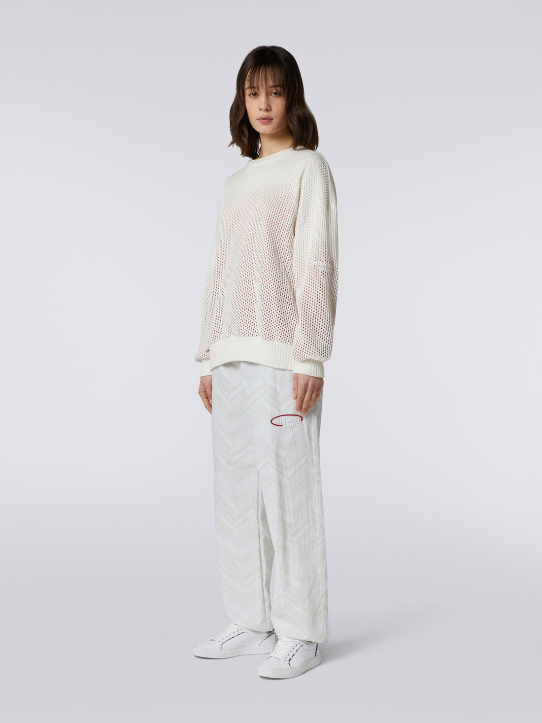 Felpa girocollo in mesh di cotone con logo, Ruggine - SS23WW01BJ00H1S0196 - 2