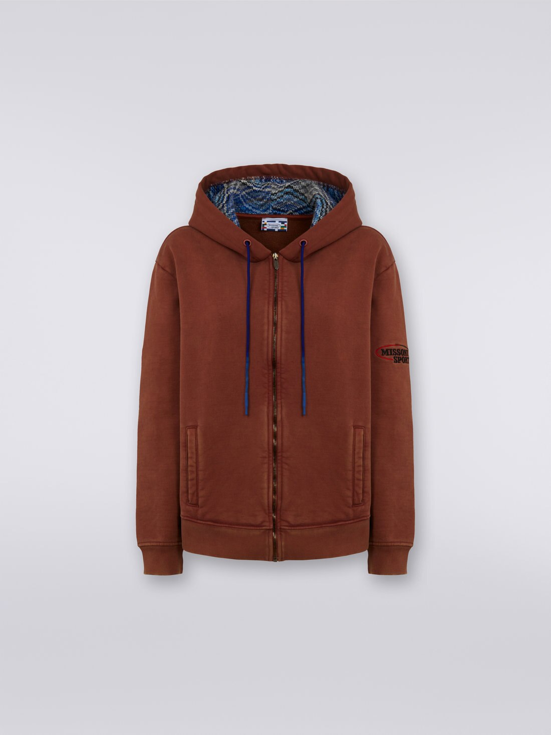 Cotton hoodie with knitted insert, Rust - SS23WW02BJ00H0S80B7 - 0