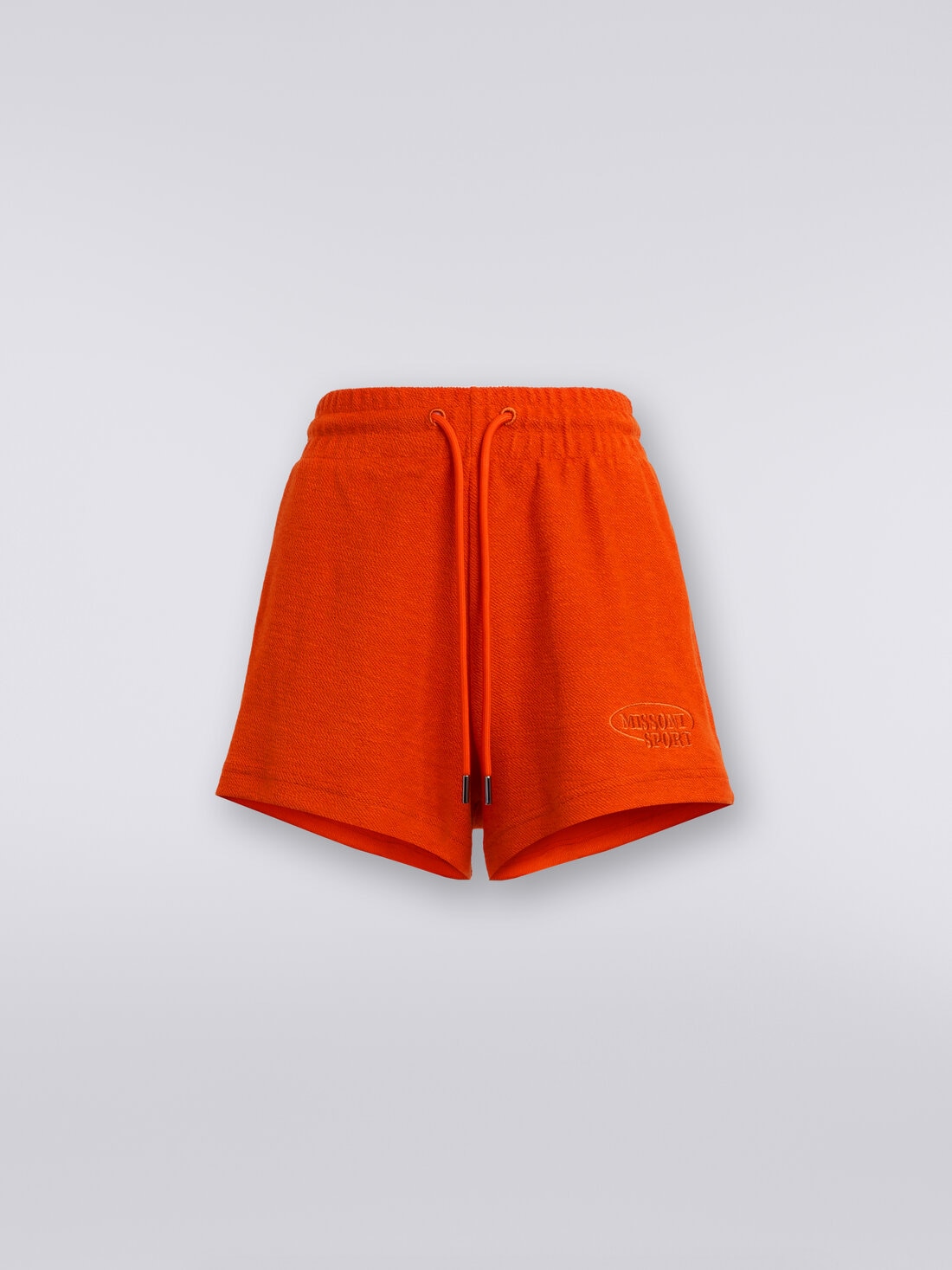 Pantalones cortos de felpa perchada con logotipo, Naranja - SS24SI01BJ00IJS207S - 0