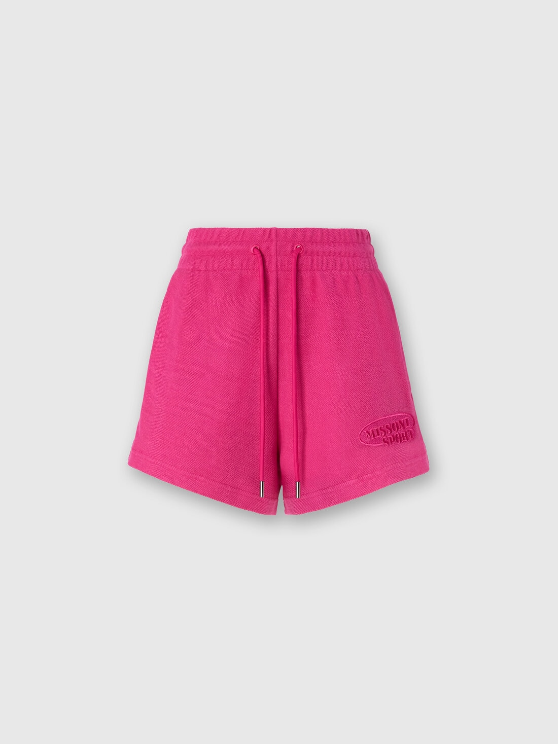 Pantalones cortos de felpa perchada con logotipo, Rojo  - SS24SI01BJ00IJS30CZ - 0