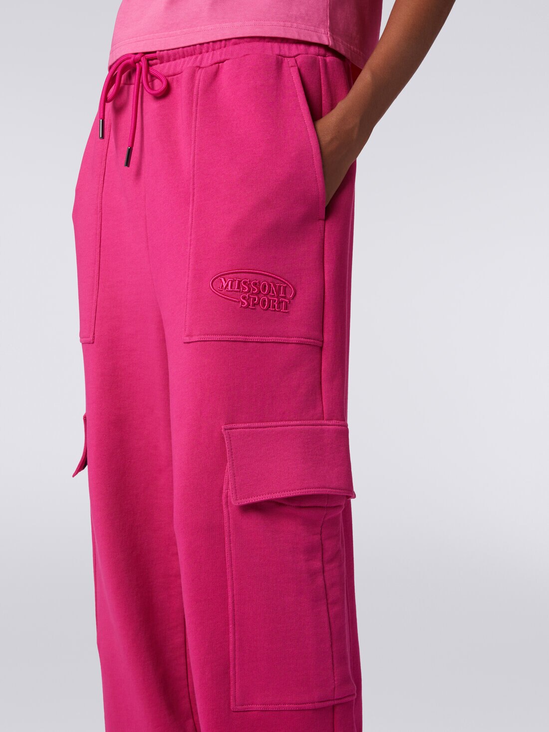 Pantalon cargo en sweat de coton, Rouge  - 8053147007588 - 4