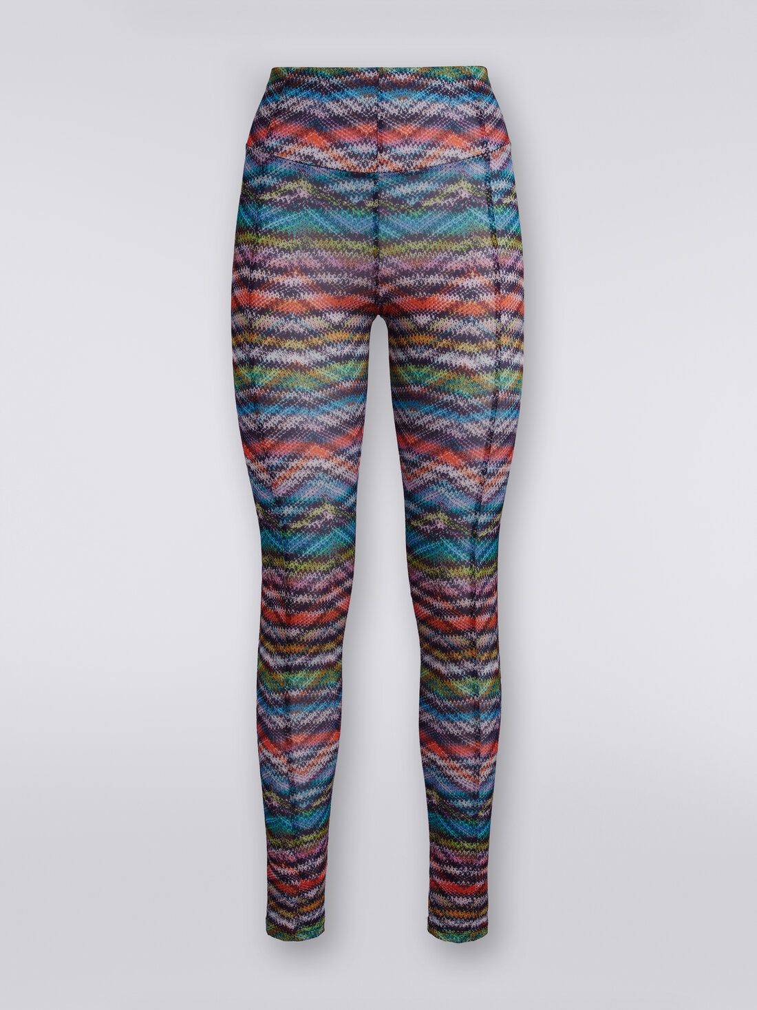 Leggings in zigzag print stretch fabric, Multicoloured  - SS24SI07BJ00IWSM9AA - 0