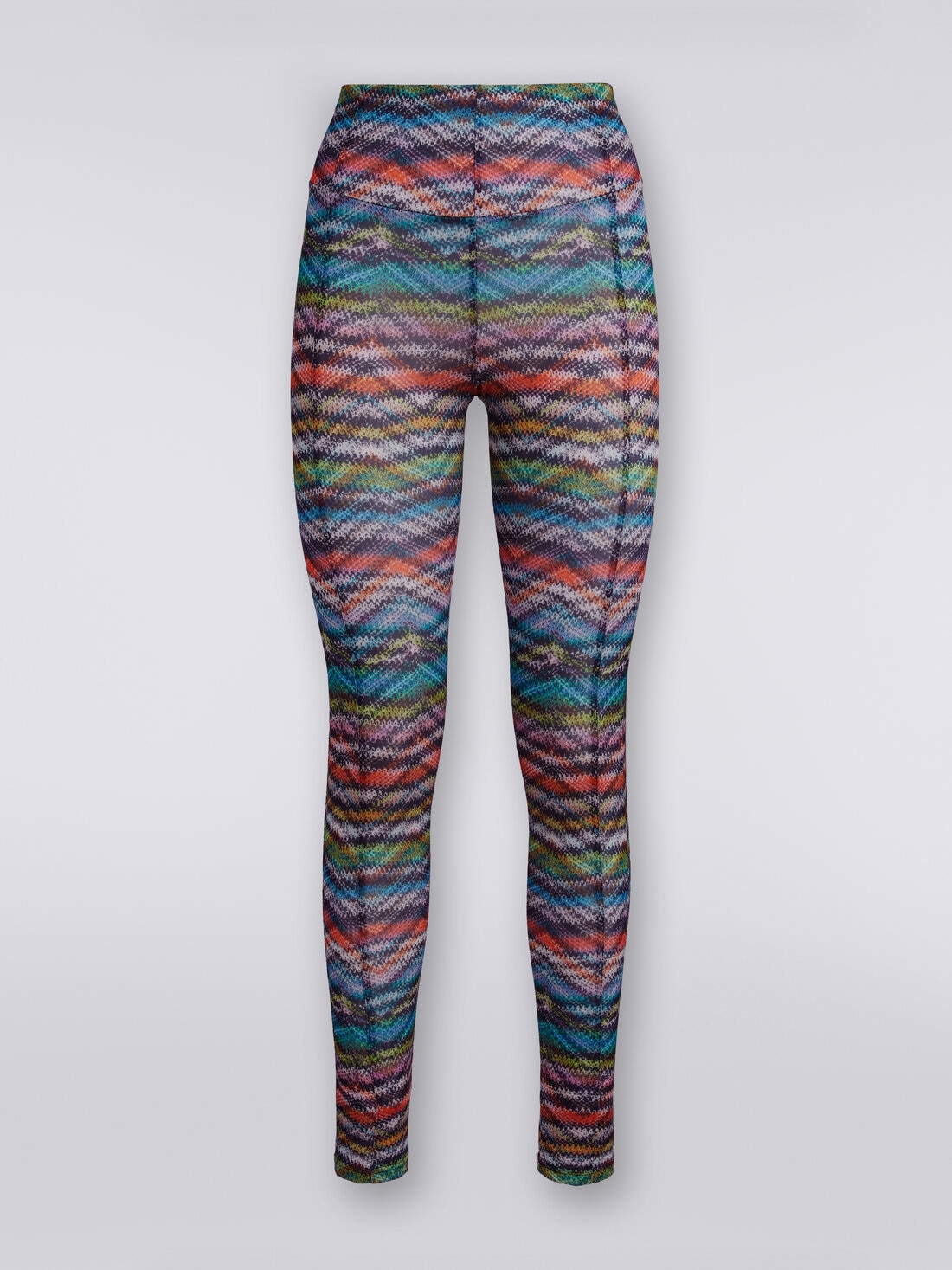 Legging en tissu extensible à imprimé à zig zag, Multicolore  - SS24SI07BJ00IWSM9AA - 0