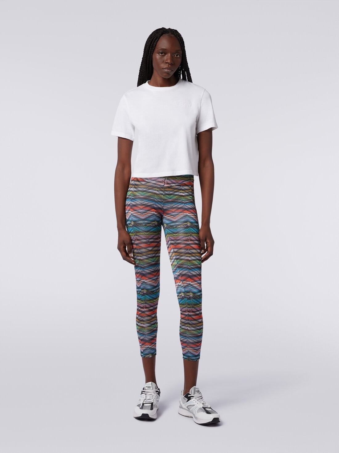 Legging en tissu extensible à imprimé à zig zag, Multicolore  - SS24SI07BJ00IWSM9AA - 1