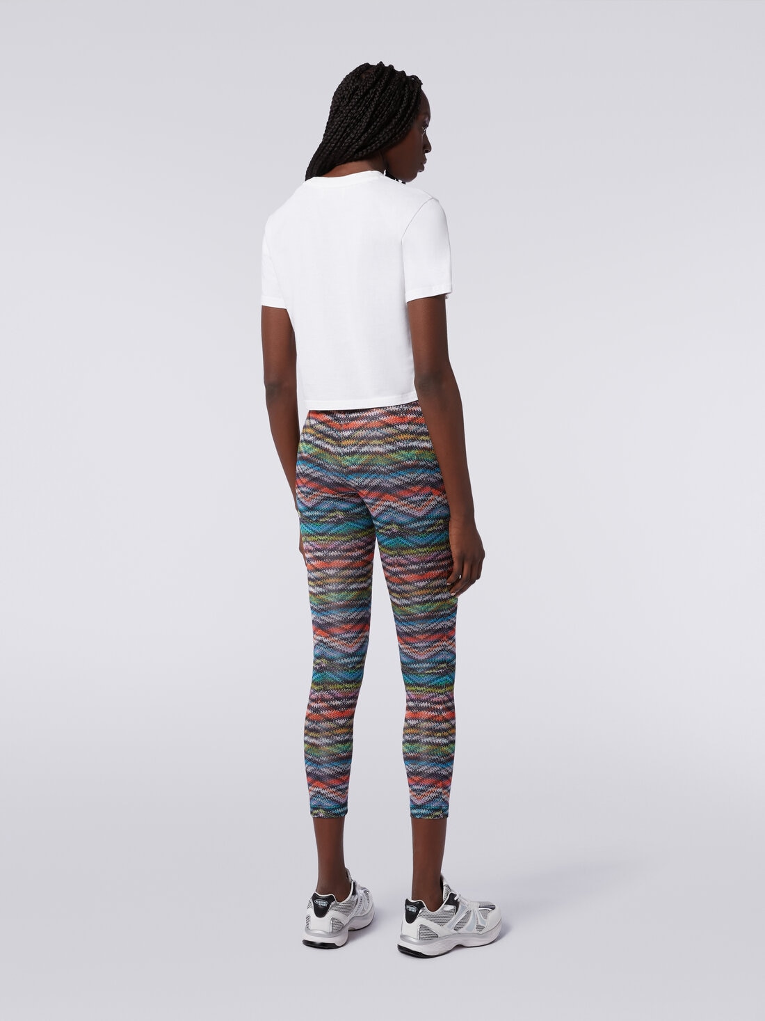 Legging en tissu extensible à imprimé à zig zag, Multicolore  - SS24SI07BJ00IWSM9AA - 3