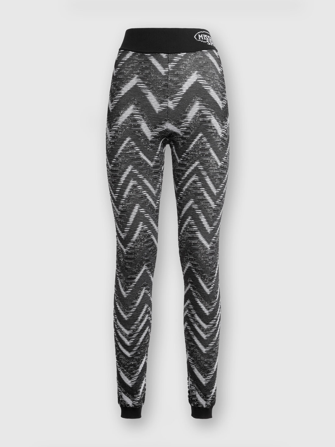 Leggings in knit with lurex and logo, Black & White - SS24SI0ABK034CS91J9 - 0