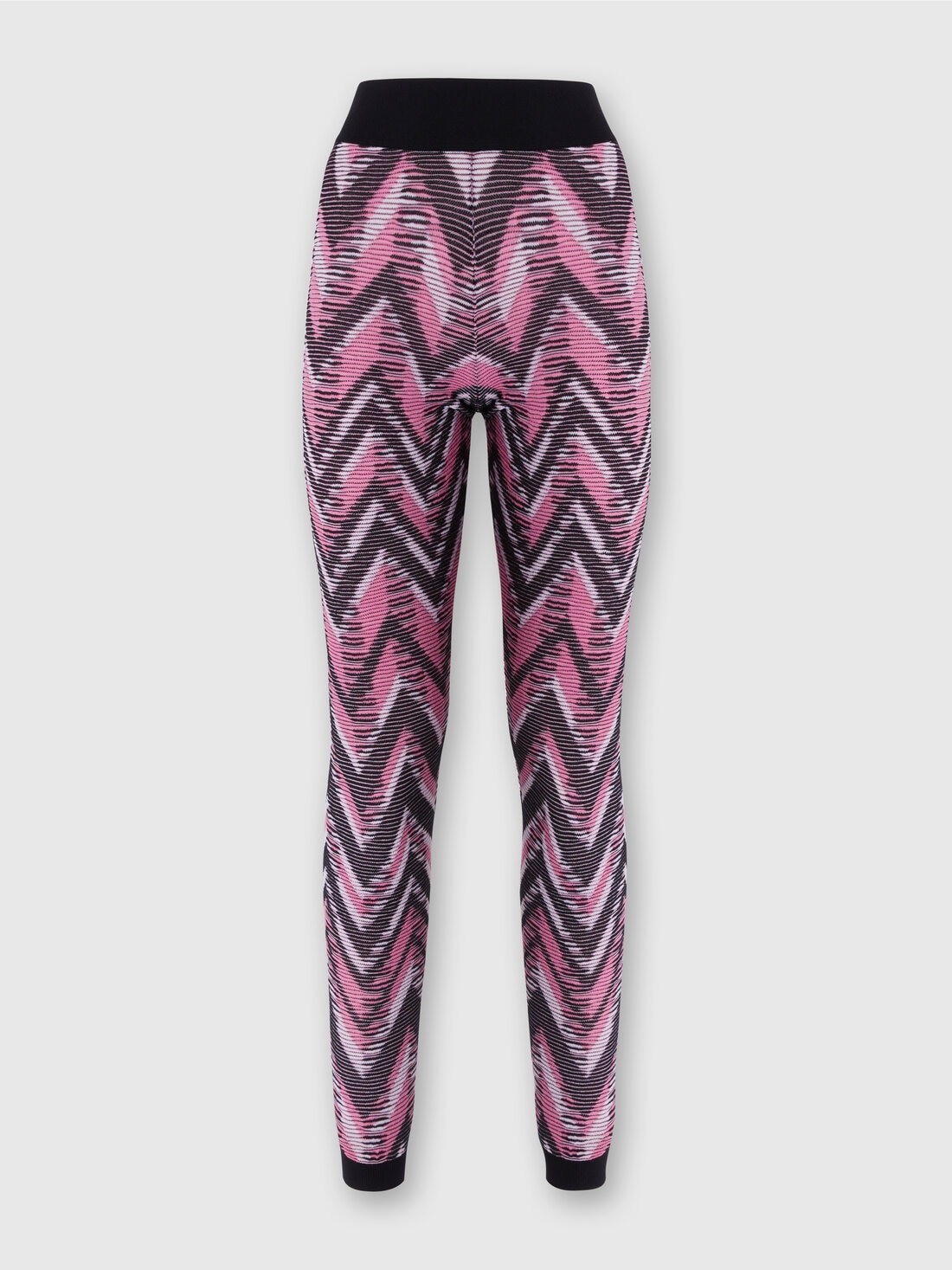 Leggings in chevron knit with logo, Multicoloured  - SS24SI0ABK035YSM9BD - 0