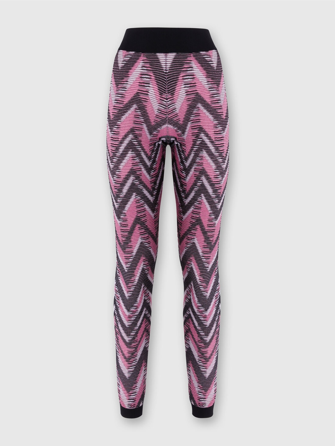 Leggings in maglia chevron con logo, Multicolore  - SS24SI0ABK035YSM9BD - 0