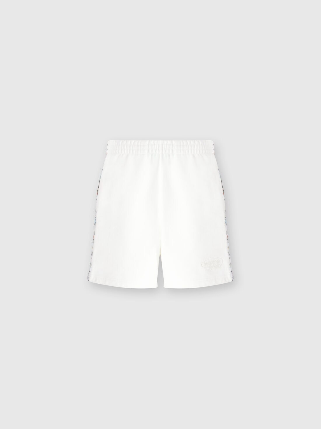 Short en sweat de coton avec logo et bandes latérales tricotées, Multicolore  - SS24SI0DBJ00JVS01BK - 0