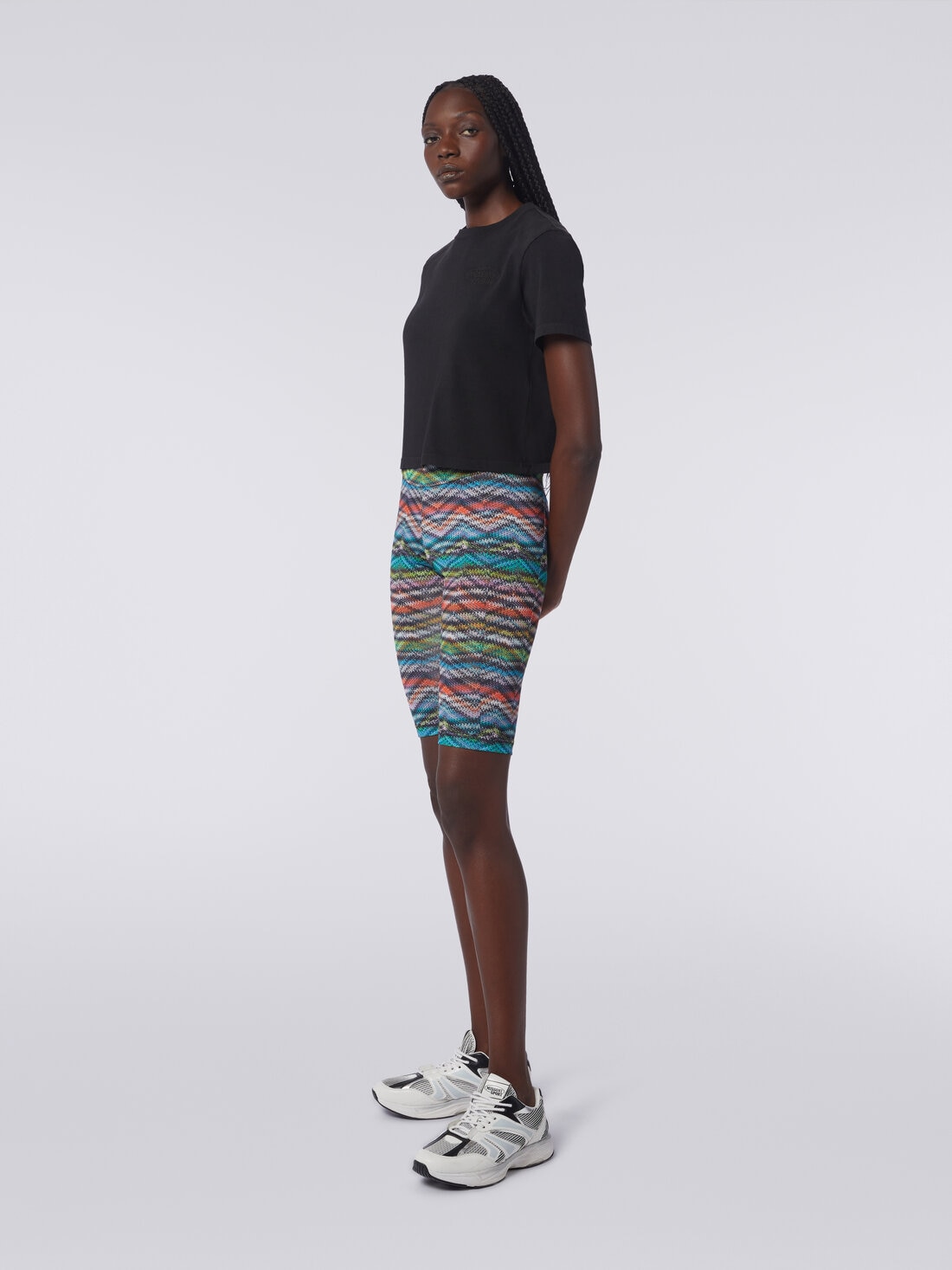 Shorts in nylon stretch stampato, Multicolore  - SS24SI0EBJ00IWSM9AA - 2