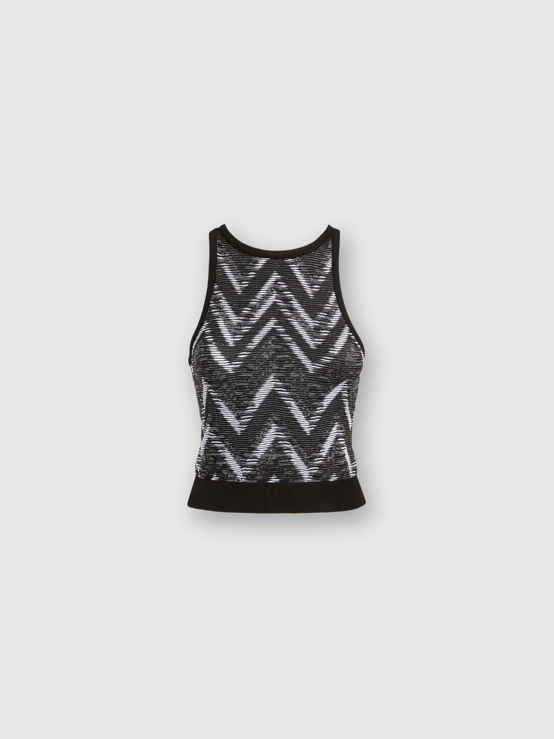 Top in maglia chevron con logo, Bianco & Nero - SS24SK03BK034CS91J9 - 0