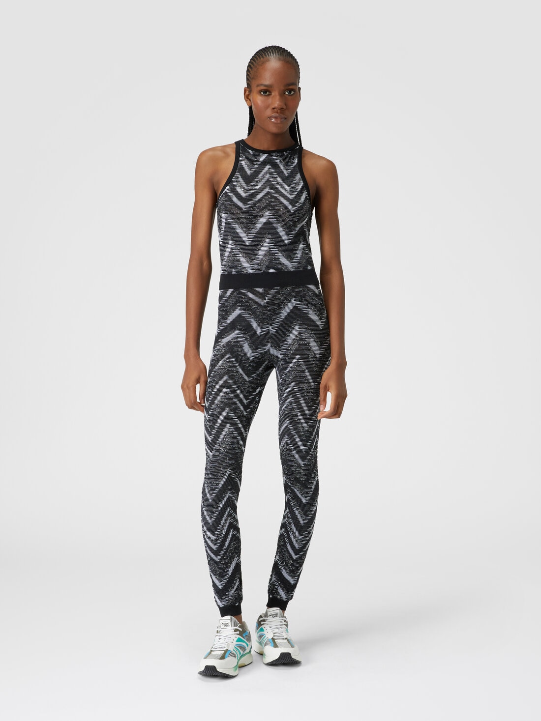 M Missoni Top in maglia chevron con logo