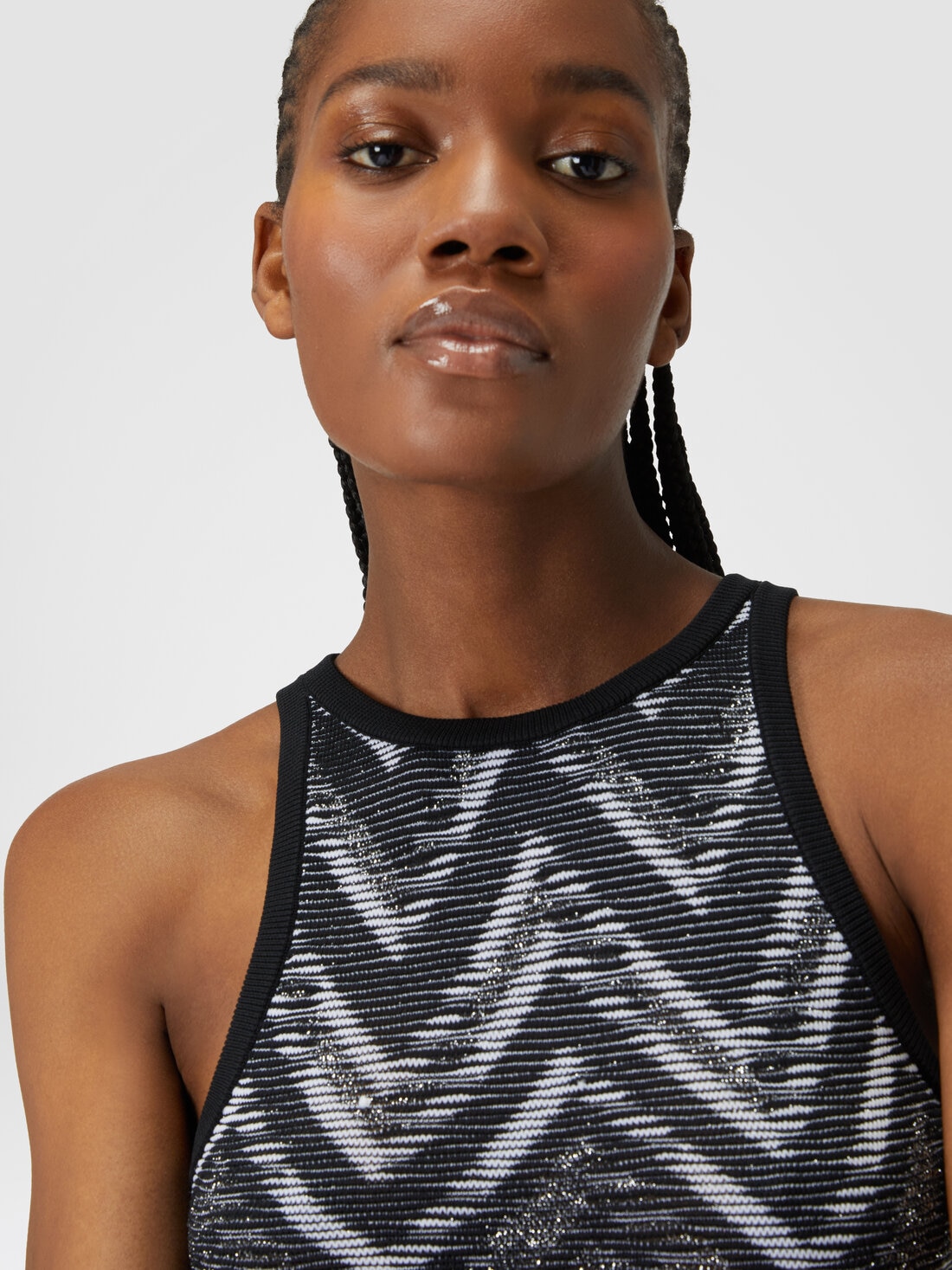 Chevron knit top with logo Black & White | Missoni