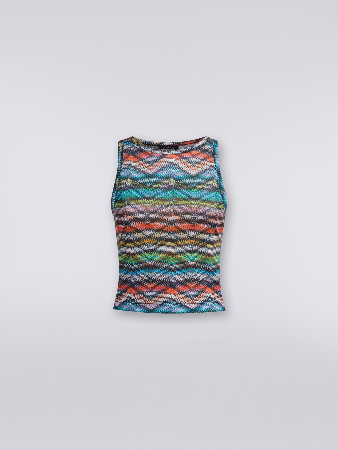 Top in printed stretch nylon, Multicoloured  - SS24SK05BJ00IWSM9AA - 0