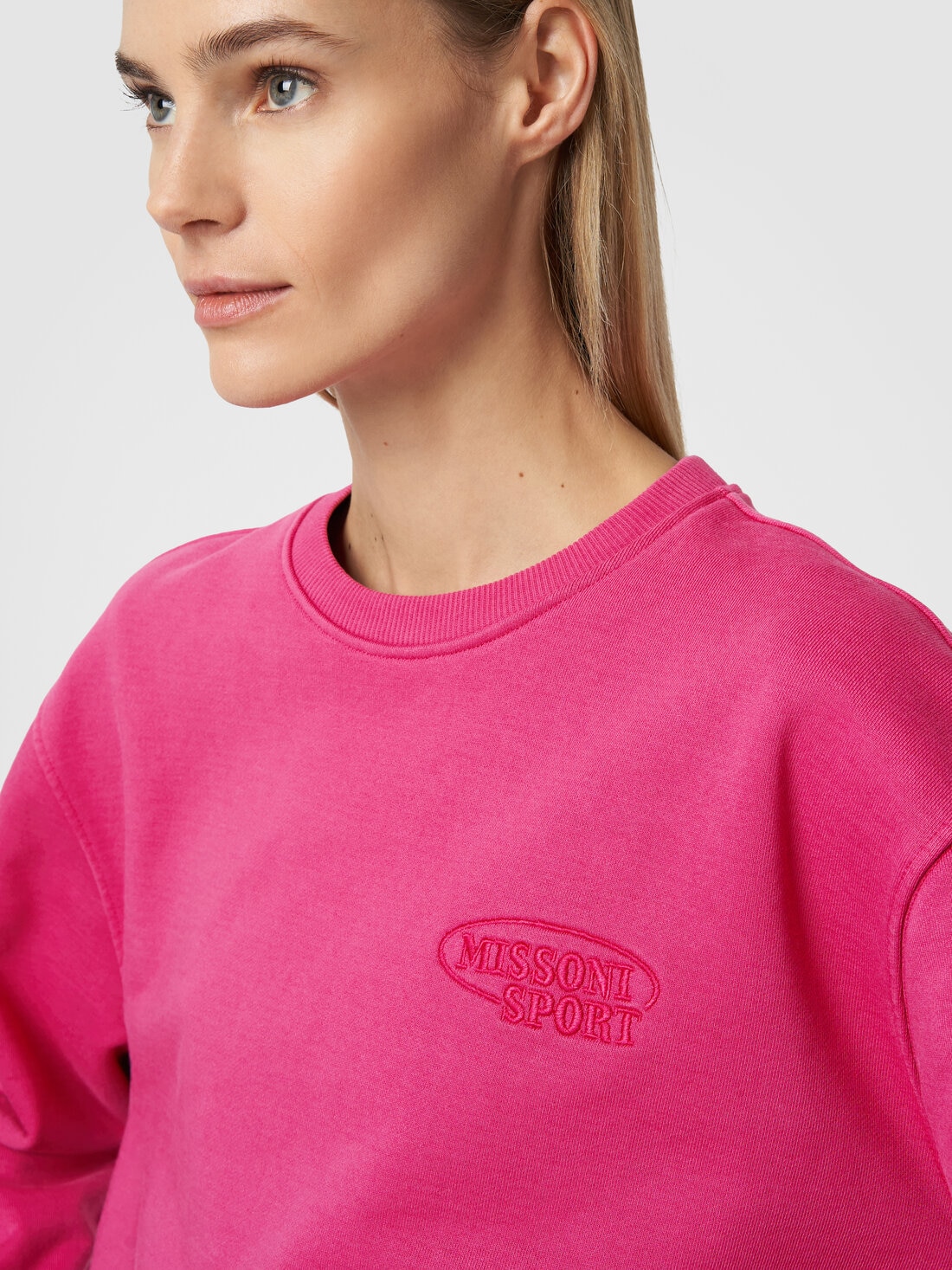 Sweat à col rond en coton avec logo, Rouge  - SS24SW03BJ00H0S30CZ - 4